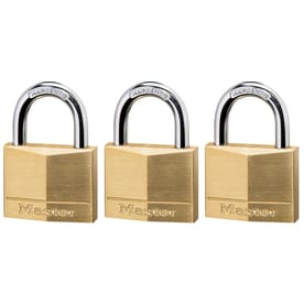 Master Lock Solid Brass Lock, 1-9/16-in Wide, 140TRI (Pack of 3-Keyed Alike)