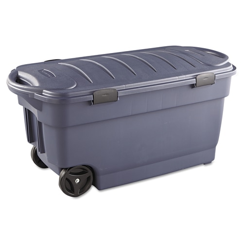 Rubbermaid Commercial Products 45 Gallon 180 Quart Gray Tote With Standard Snap In The Plastic 8081