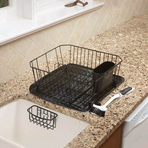 Rubbermaid 15.4in W x 14.4in L Metal Dish Rack and Drip Tray in the