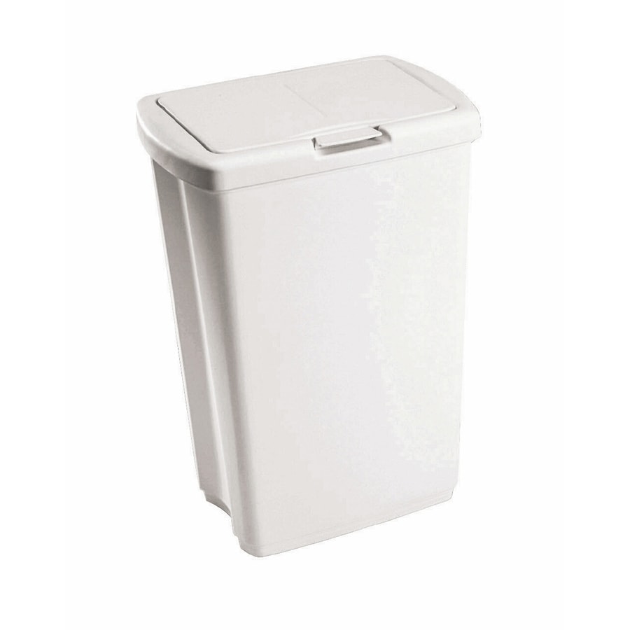 Rubbermaid 13.25-Gallon White Plastic Trash Can with Lid in the Trash