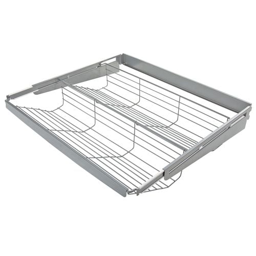 Rubbermaid FastTrack Satin Nickel Wire Sliding Tiered Shelf in the Wire ...