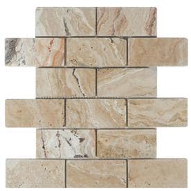 Travertine Tile At Lowes Allen Roth A R Beige Brick Mosaic Travertine Subway Tile Common 12