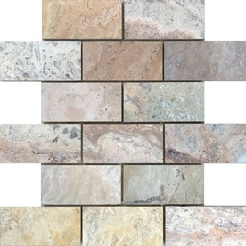 Avenzo Beige Tile At Lowes Avenzo Earth Brushed Mosaic Travertine Subway Floor And Wall Tile Common Actual