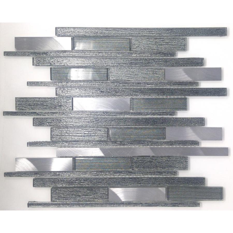 Avenzo Multi Texture 12-in x 12-in Glass And Metal Linear Mosaic ...