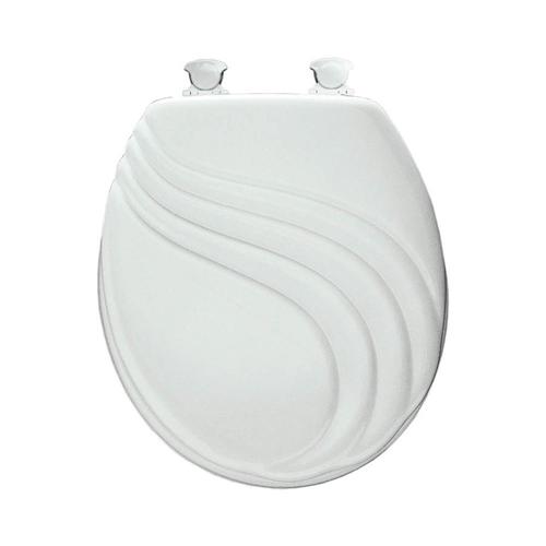 Mayfair Sculptured Swirl LiftOff White Round Toilet Seat in the Toilet