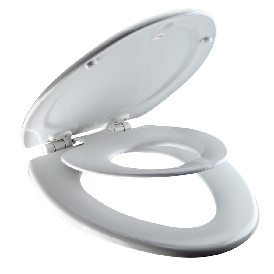 Church Nextstep Child/Adult White Wood Elongated Toilet Seat at