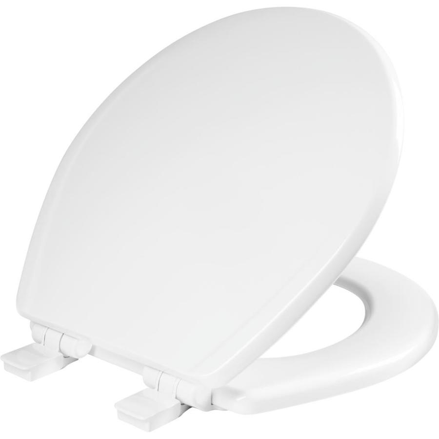 Mansfield Removable Round White Enameled Wood Slow-Close Toilet Seat