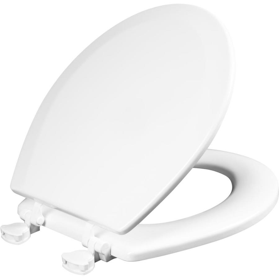 Mansfield Round White Enameled Wood Removable Toilet Seat in the Toilet ...