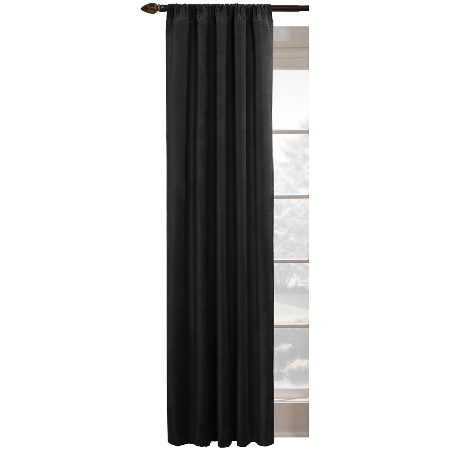 Shop Style Selections Agnes 84in L Blackout Solid Black Thermal Rod Pocket Window Curtain Panel 