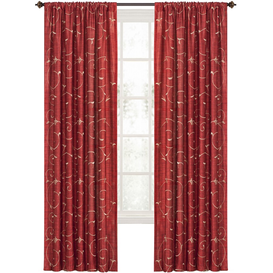 Shop Style Selections 84in Red Polyester Rod Pocket Light Filtering Single Curtain Panel at 
