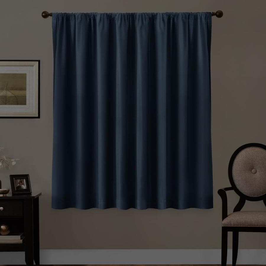 63-in Navy Polyester Blackout Thermal Lined Single Curtain Panel in the ...