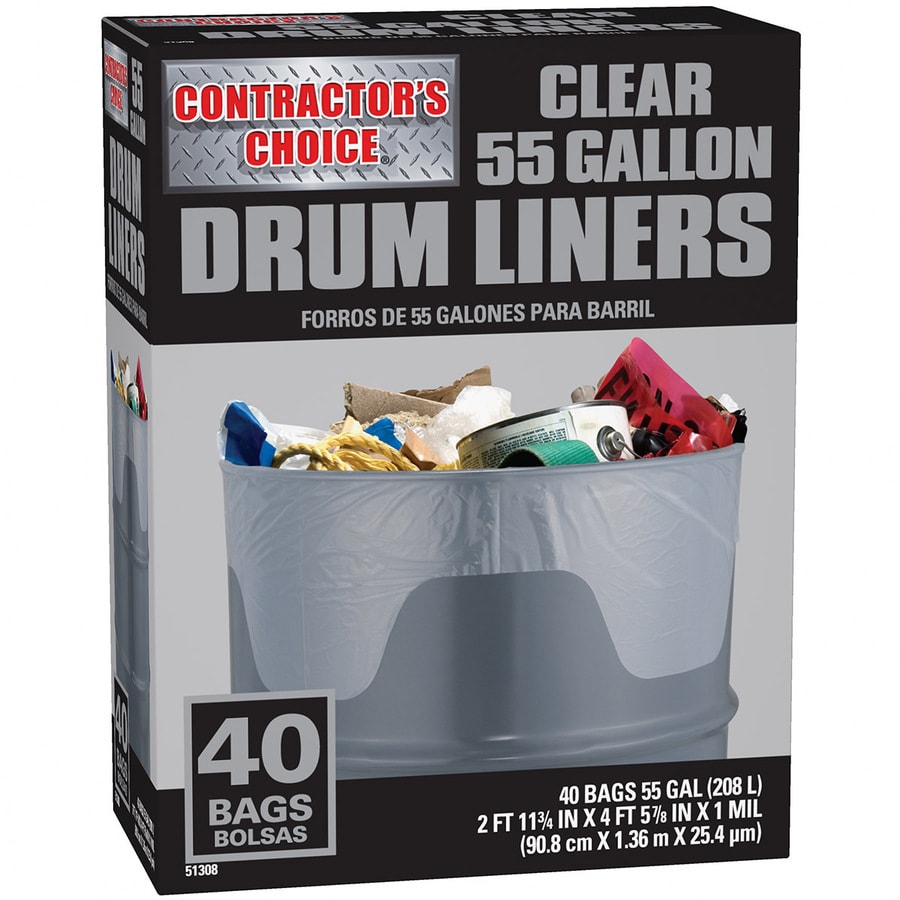 Contractor's Choice Contractor 55-Gallons Black Outdoor Plastic Construction Flap Tie Trash Bag (40-Count) | LWR55WC040B