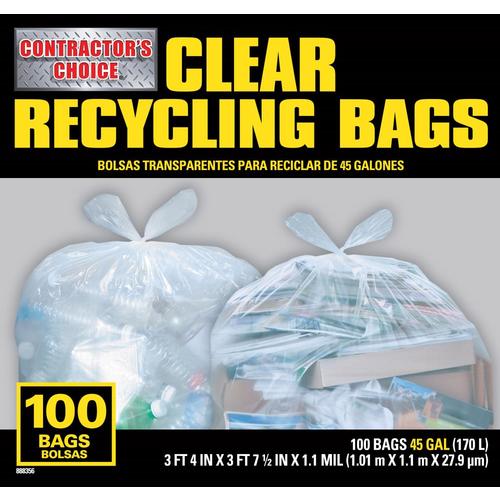 Contractor&#39;s Choice 45-Gallon Clear Plastic Recycling Trash Bag at www.bagssaleusa.com