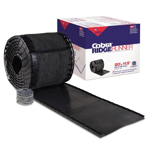 Cobra Cobra 13.4-in x 240-in Black Plastic Roll Roof Ridge Vent in the ...