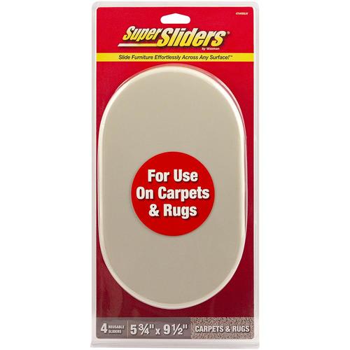 Super Sliders 4Pack 91/2in x 53/4in Oval Reusable Plastic Carpet