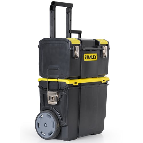 Stanley 11.5in Plastic Lockable Wheeled Tool Box (Black) in the