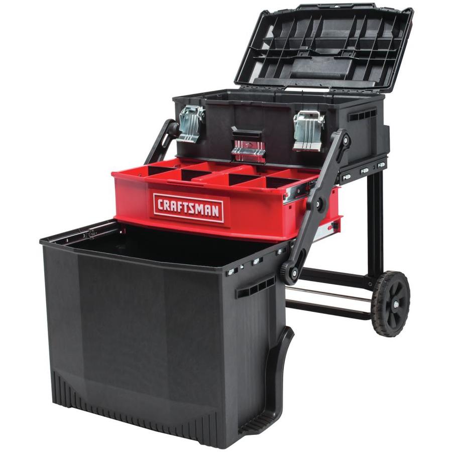 22 In 1 Drawer Red Rolling Work Plastic Metal Wheeled Lockable Tool Box