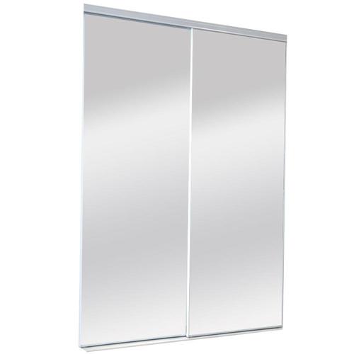 Reliabilt 9100 Series White Mirror Panel Steel Sliding Closet Door