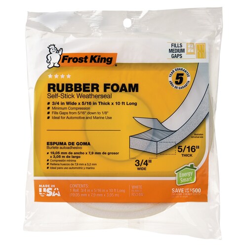 Frost King 10ft x 3/4in White Rubber Foam Window Weatherstrip in the