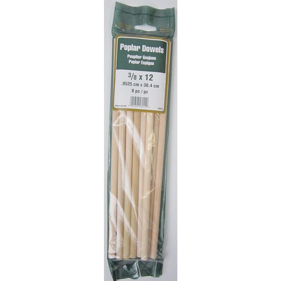 Madison Mill 8-Pack Round Wood Poplar Dowel (Actual: 12-in L x 0.375-in ...