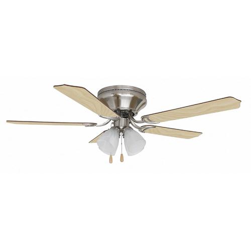 Schuster 52 In Brushed Nickel Led Indoor Flush Mount Ceiling Fan With Light Kit 5 Blade