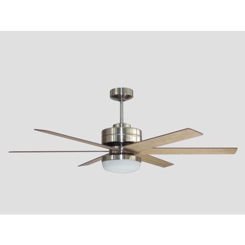 Rossman 54 In Nickel Led Indoor Ceiling Fan With Light Kit And Remote 6 Blade