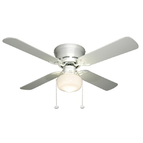 Armitage 42 In White Indoor Commercial Flush Mount Ceiling Fan With Light Kit 4 Blade