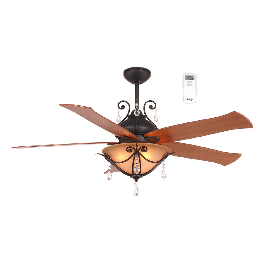 Litex LN52MBK5CR 52-in Ceiling Fan with Light Kit and Remote (5-Blade)