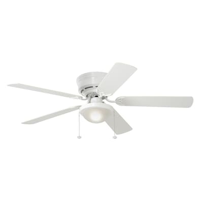 Armitage Builder Series 52 In White Led Indoor Flush Mount Ceiling Fan With Light Kit 5 Blade
