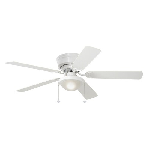 Harbor Breeze Armitage Builder Series 52 In White Led Indoor Flush Mount Ceiling Fan With Light Kit 5 Blade At Lowes Com