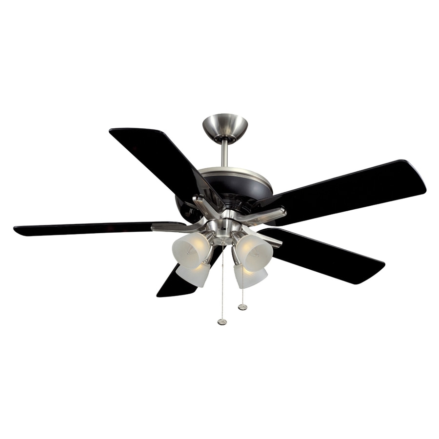Harbor Breeze Tiempo 52 In Brushed Nickel Black Downrod Mount Ceiling Fan With Light Kit In The Ceiling Fans Department At Lowescom