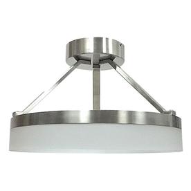 Style Selections Lynnpark 11.95-in W Brushed Nickel Frosted Glass Semi-Flush Mount Light