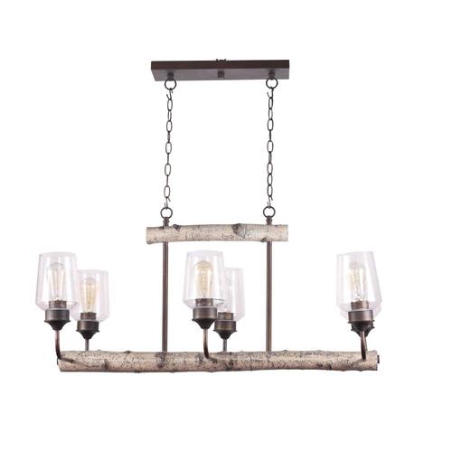 Litex Birch Grove Bronze/Birch Kitchen Island Light Rustic ...