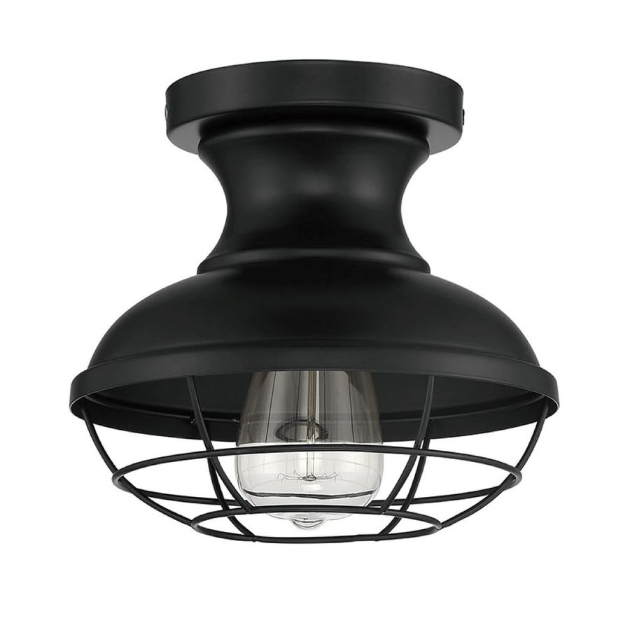 allen + roth Yordan 8.5-in Matte Black Vintage Semi-flush Mount Light ...