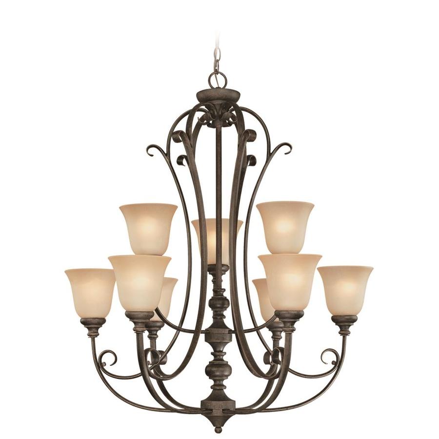 Craftmade Barrett Place 9-Light Mocha Bronze Traditional Etched Glass Chandelier