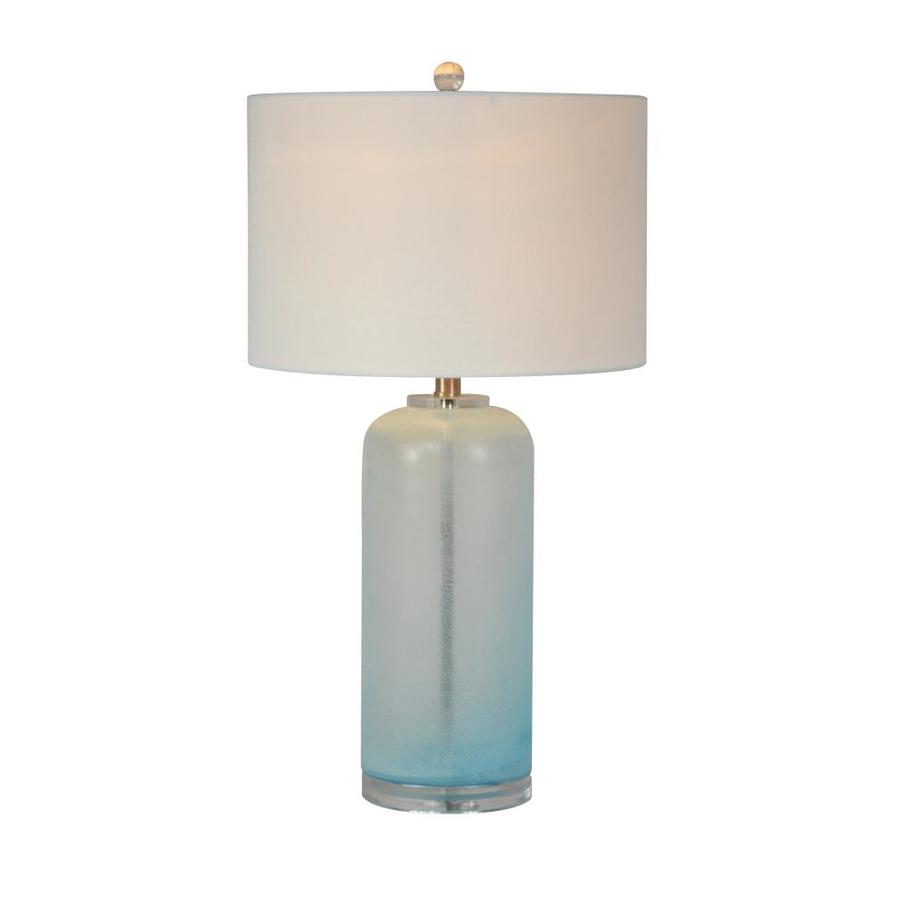 Scott Living 28-in Blue Art Glass 3-Way Table Lamp with Fabric Shade in ...