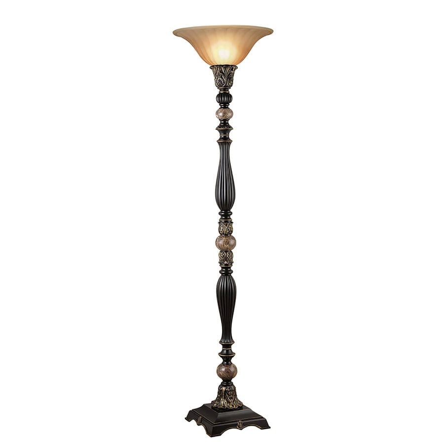 Portfolio Barada 72-in Bronze Torchiere Floor Lamp with Glass Shade at