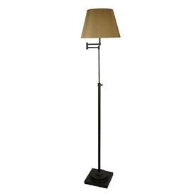 allen + roth Hillam 64-in Bronze Swing-Arm Floor Lamp with Fabric Shade