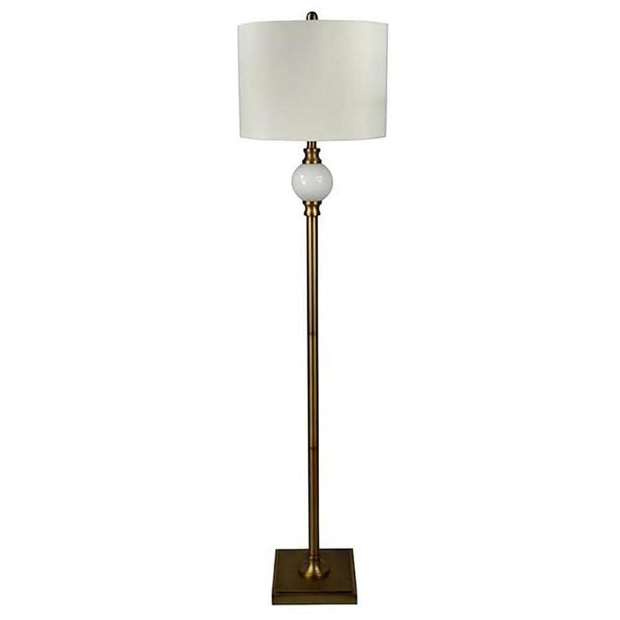 Allen + roth Calday 60-in Brass Foot Switch Floor Lamp with Fabric