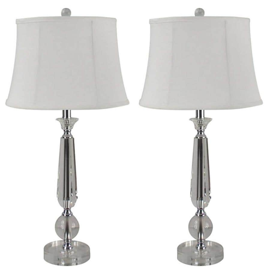 Shop Table Lamps at Lowes.com - allen + roth 27.25-in Clear Electrical Outlet 3-Way Table Lamp with Fabric