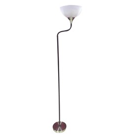 Style Selections 70-in Satin Nickel/Black 3-Way Torchiere Floor Lamp with Plastic Shade