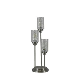 allen + roth Latchbury 30.5-in Brushed Nickel Electrical Outlet On/Off Switch Uplight Table Lamp with Glass Shade