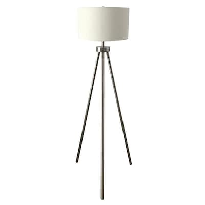 Allen Roth 60 In Satin Nickel Tripod Floor Lamp At Lowes Com