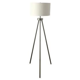 allen + roth 60-in Satin Nickel Tripod Floor Lamp with Fabric Shade