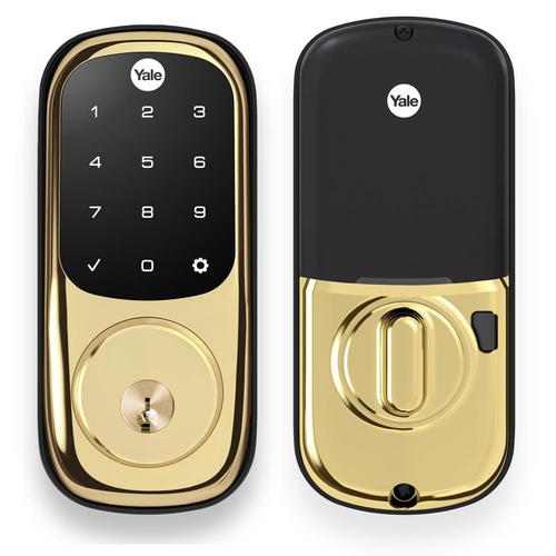 Yale Assure Lock Brass Double-Cylinder Deadbolt 1-Cylinder Electronic ...