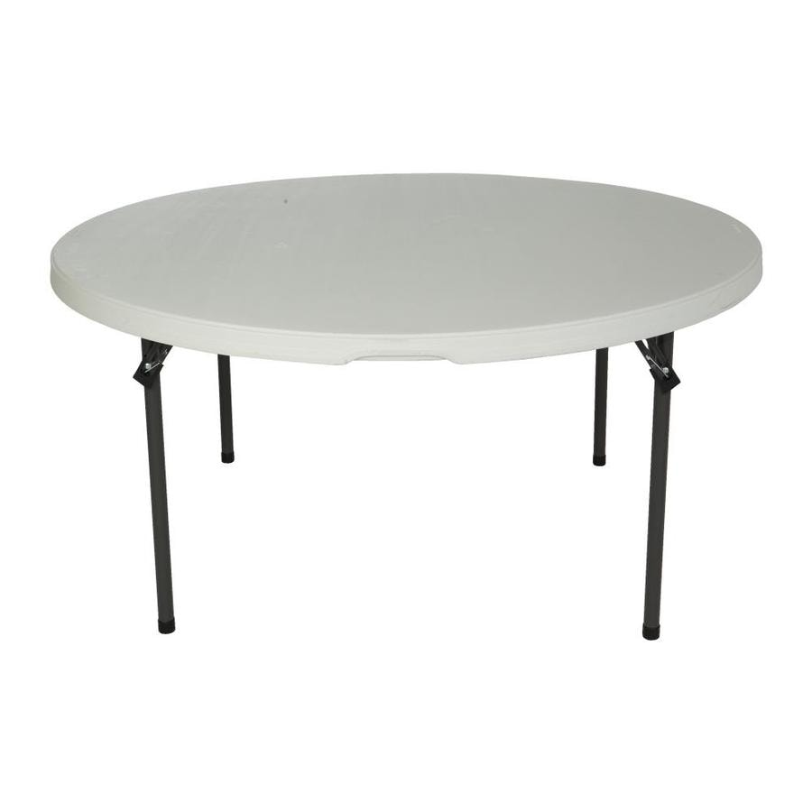 LIFETIME PRODUCTS 5-ft x 5-ft Outdoor Round Polyethylene White Folding ...