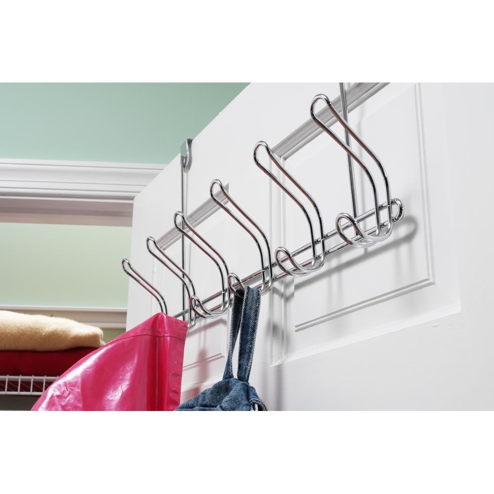  06929 6-HOOK CHROME OVER DOOR RAIL