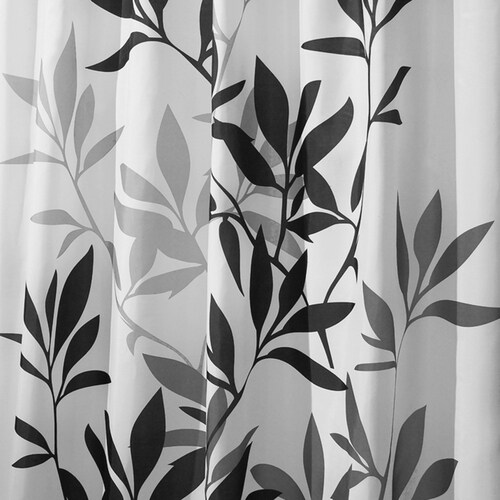 interDesign Leaves Polyester Black/Gray Leaves Patterneded Shower