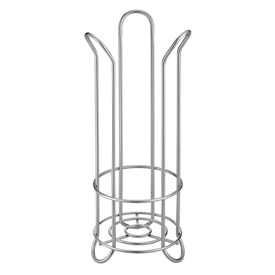 interDesign 68697CT Tulip Chrome Freestanding Floor Single Post Toilet Paper Holder with Storage
