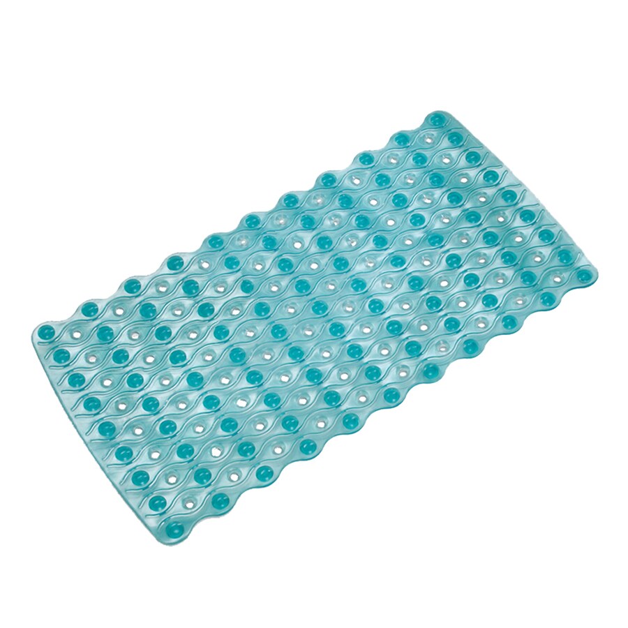 interDesign 80011 Pebblz 4.25-in x 15.75-in Blue Rubber Bath Mat